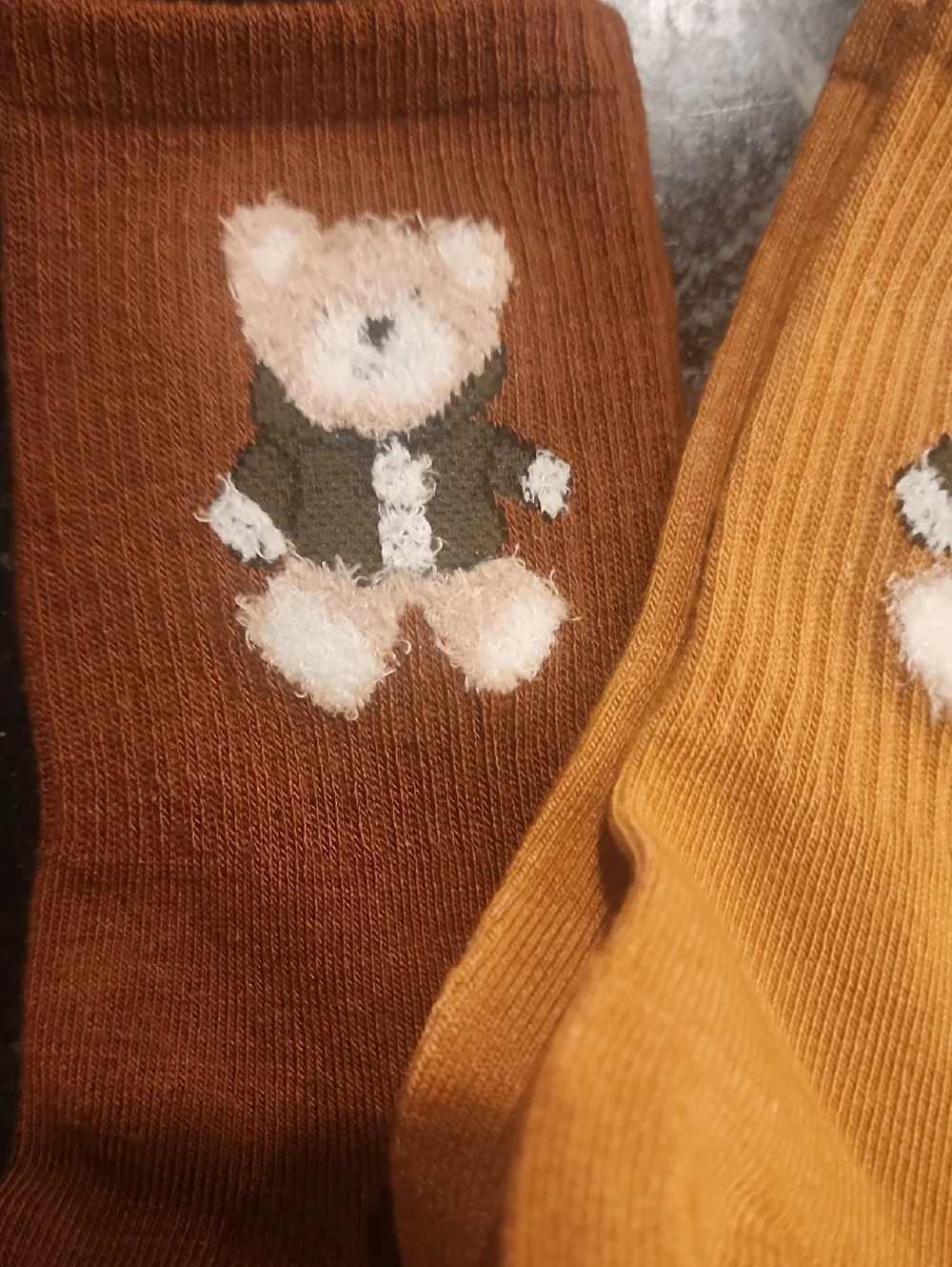 Womens Teddy Bear Crew Socks - White, Cream, Brown NWOT